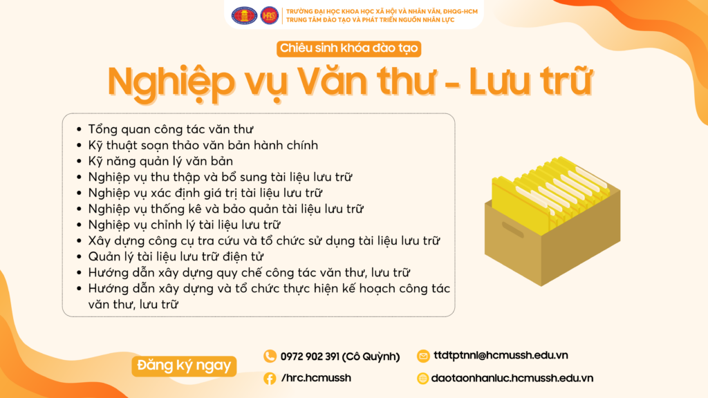 Nghiệp vụ Văn thư – Lưu trữ (Khóa 24) – Khai giảng 13/09/2024