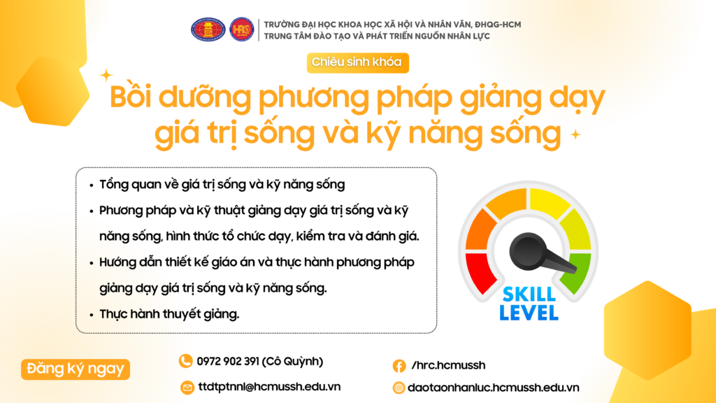 Phương pháp giảng dạy giá trị sống và kỹ năng sống (Khóa 20) – Dự kiến khai giảng 18/10/2024