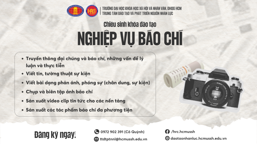 Nghiệp vụ Báo chí (Khóa 19) – Dự kiến khai giảng 10/11/2024