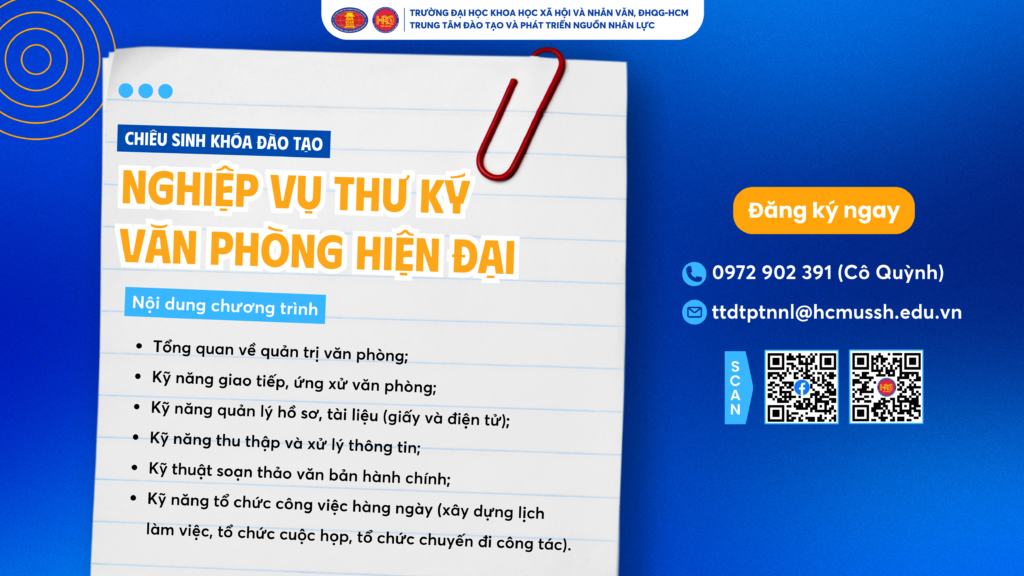 Nghiệp vụ Thư ký văn phòng hiện đại (Khóa 4) – Dự kiến khai giảng 17/02/2025