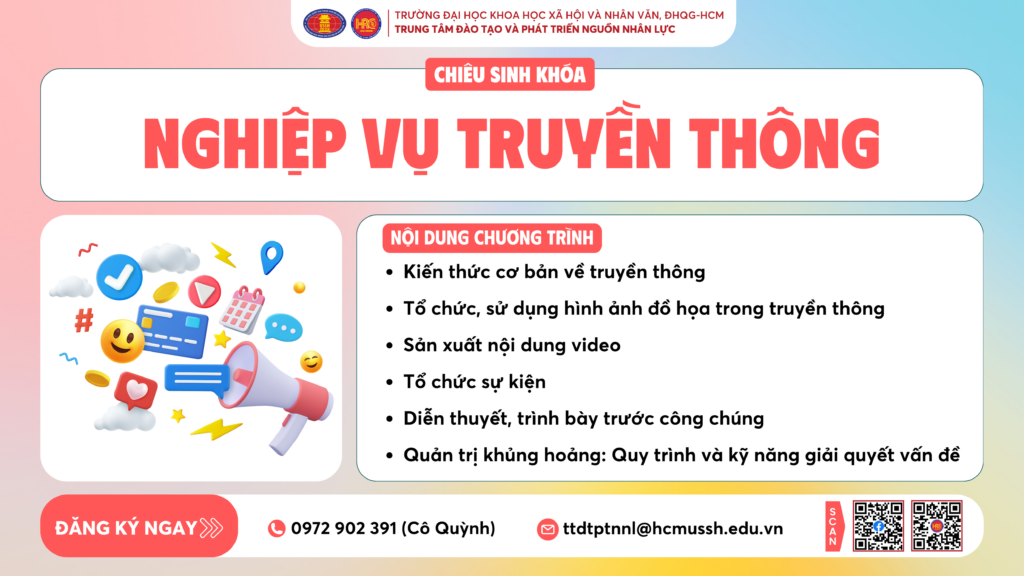 Nghiệp vụ Truyền thông (Khóa 5) – Dự kiến khai giảng 29/12/2024