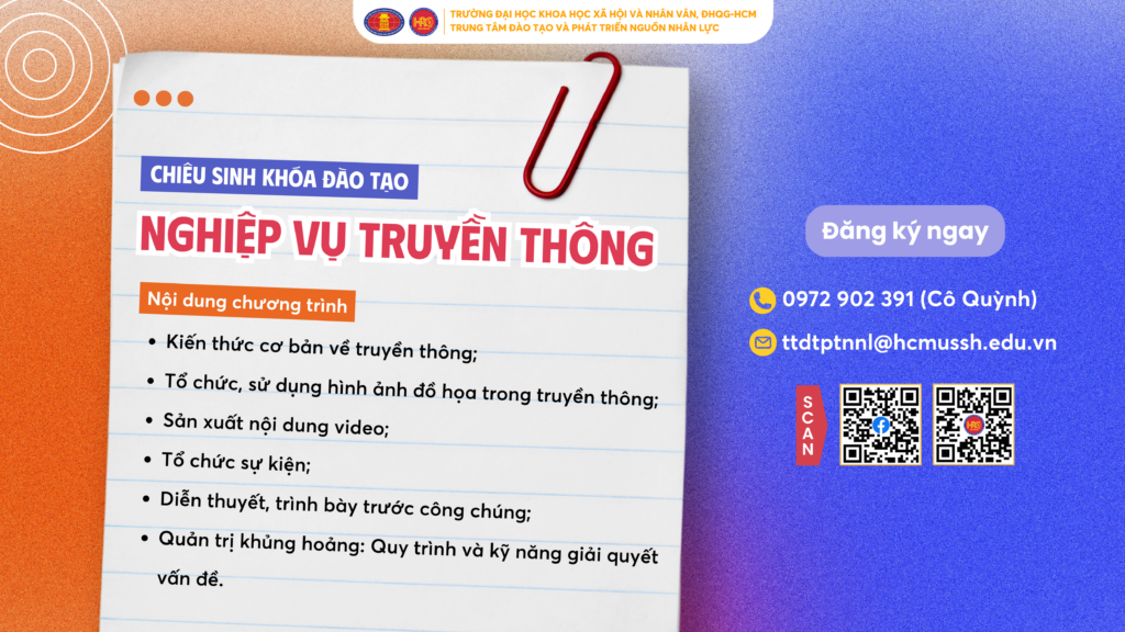 Nghiệp vụ Truyền thông (Khóa 6) – Dự kiến khai giảng 16/03/2025