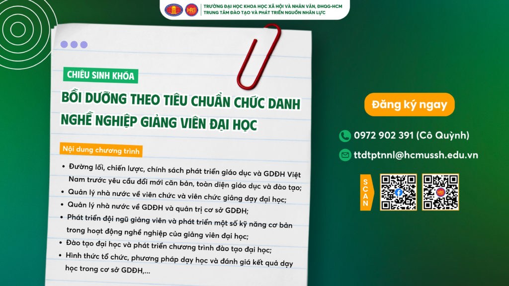 Bồi dưỡng theo tiêu chuẩn chức danh nghề nghiệp giảng viên đại học (Khóa 11) – Dự kiến khai giảng 29/03/2025