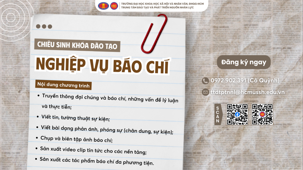 Nghiệp vụ Báo chí (Khóa 21) – Khai giảng 30/03/2025