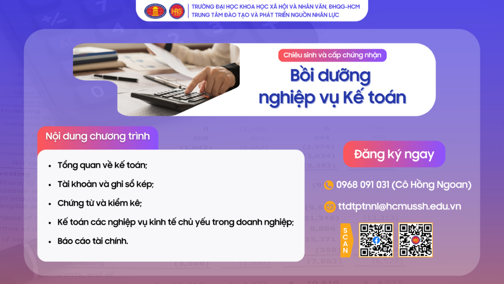 Bồi dưỡng nghiệp vụ Kế toán (Khoá 3) – Dự kiến khai giảng 18/05/2025