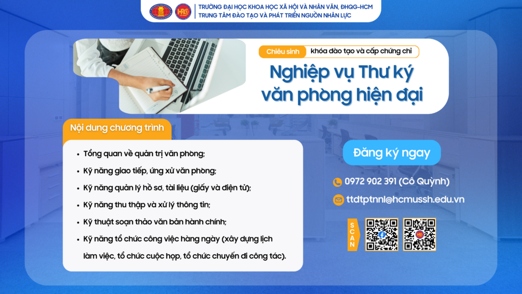 Nghiệp vụ Thư ký văn phòng hiện đại (Khóa 6) – Dự kiến khai giảng 25/06/2025