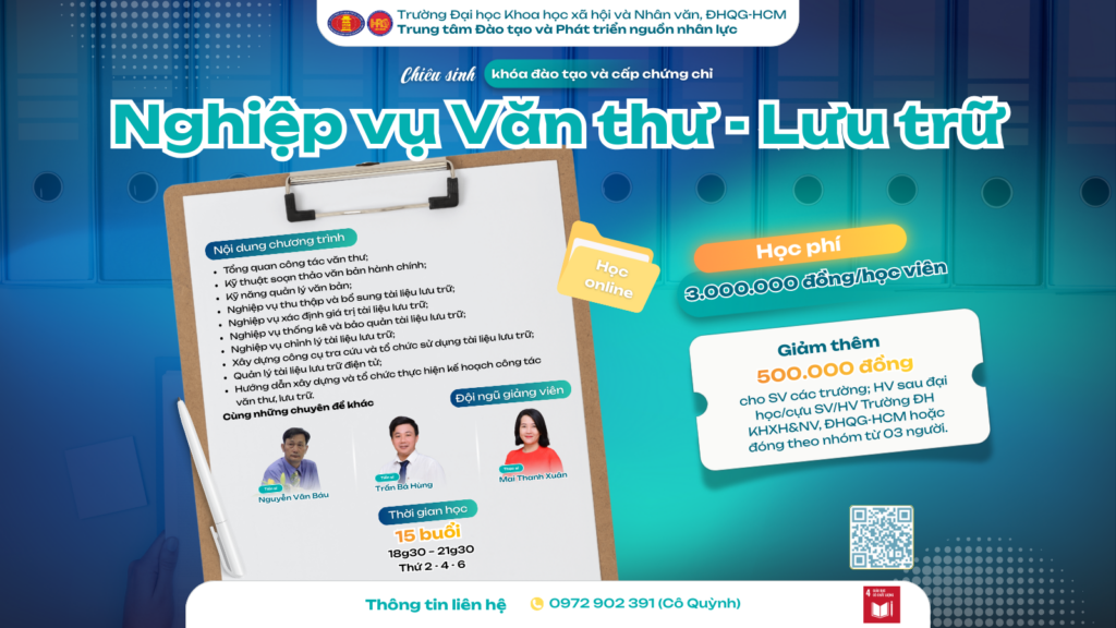 Nghiệp vụ Văn thư – Lưu trữ (Khóa 35) – Dự kiến khai giảng 27/03/2026