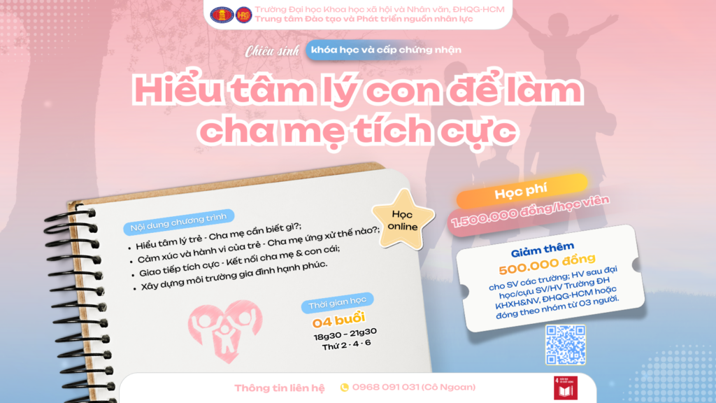 Hiểu tâm lý con để làm cha mẹ tích cực (Khóa 3) – Dự kiến khai giảng 04/05/2026