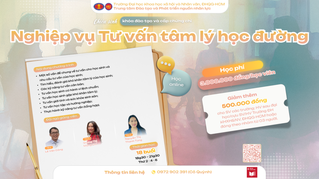 Nghiệp vụ Tư vấn tâm lý học đường (Khóa 40) – Dự kiến khai giảng 30/03/2026