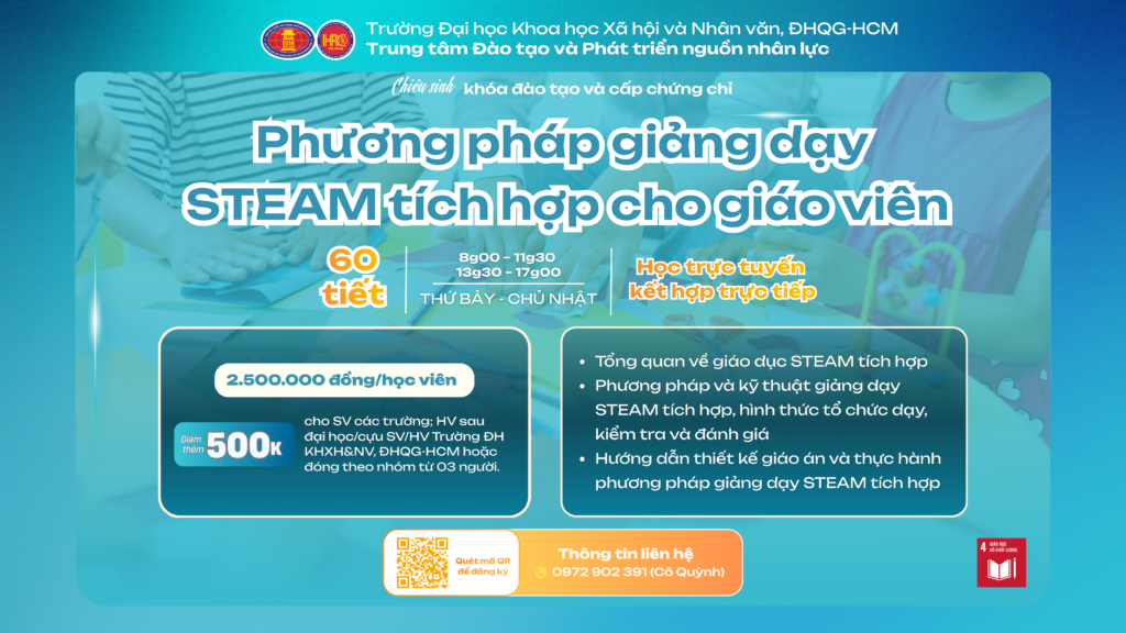 Phương pháp giảng dạy STEAM tích hợp cho giáo viên (Khóa 1) – Dự kiến khai giảng 13/06/2026