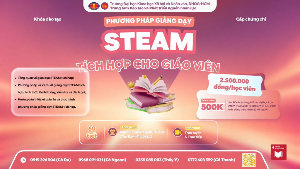 Phương pháp giảng dạy STEAM tích hợp cho giáo viên (Khóa 2) – Dự kiến khai giảng 25/07/2026