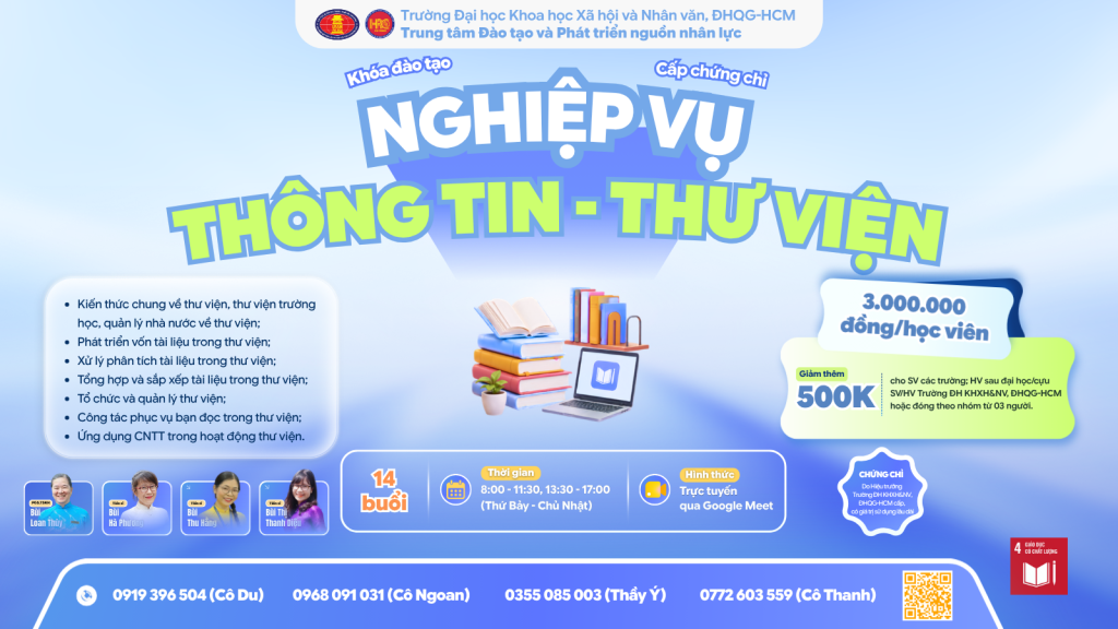 Nghiệp vụ Thông tin – Thư viện (Khóa 28) – Dự kiến khai giảng 01/08/2026