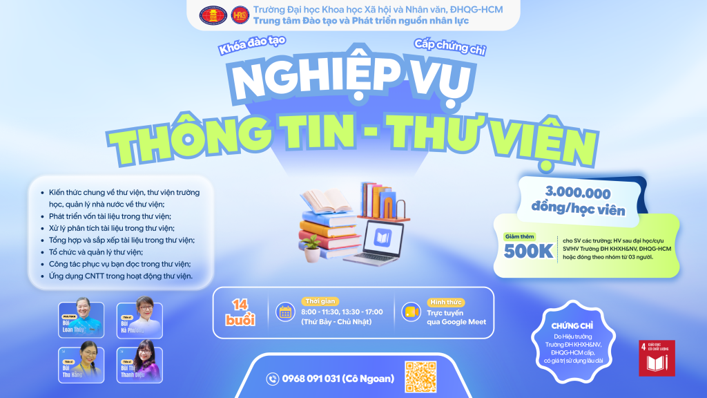 Nghiệp vụ Thông tin – Thư viện (Khóa 28) – Dự kiến khai giảng 01/08/2026