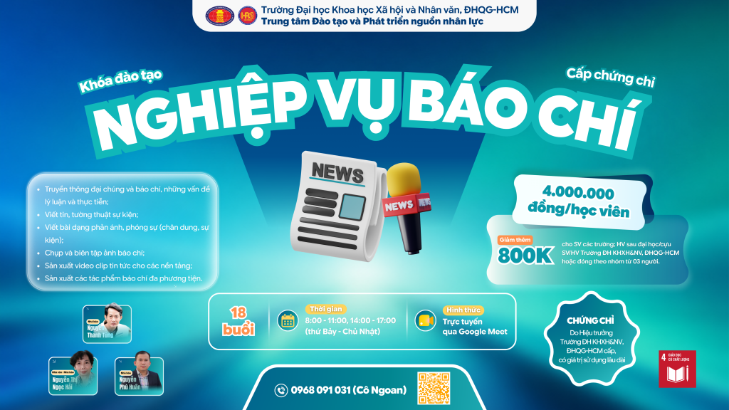 Nghiệp vụ Báo chí (Khóa 29) – Dự kiến khai giảng 08/08/2026
