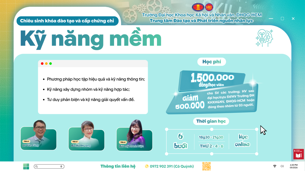 Kỹ năng mềm (Khóa 19) – Dự kiến khai giảng 13/07/2026