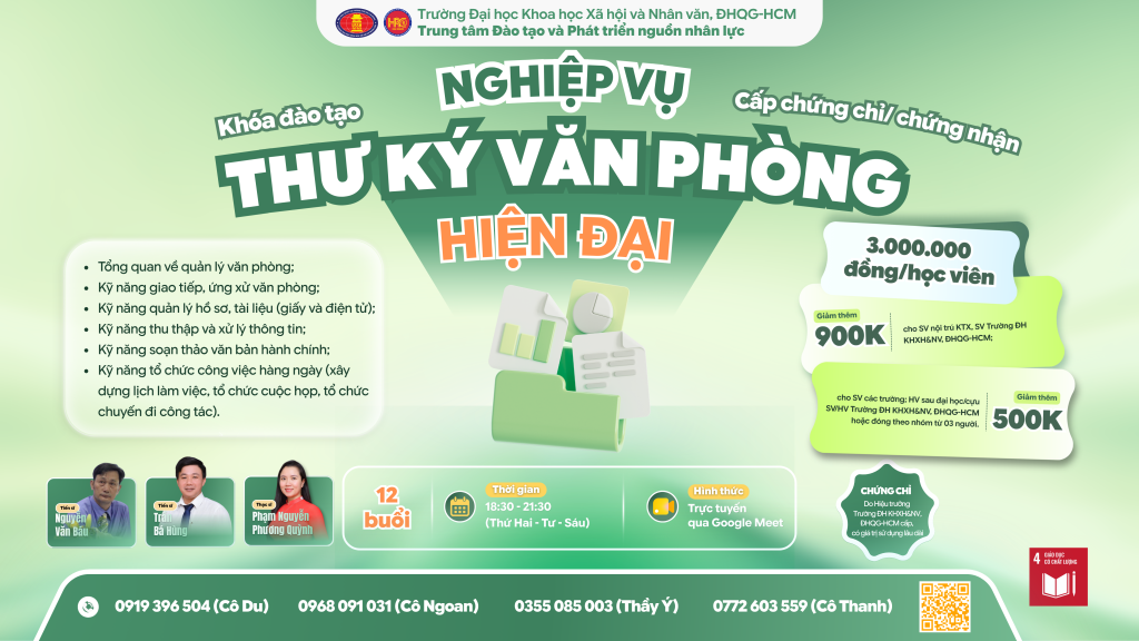 Nghiệp vụ Thư ký văn phòng hiện đại (Khóa 11) – Dự kiến khai giảng 24/08/2026