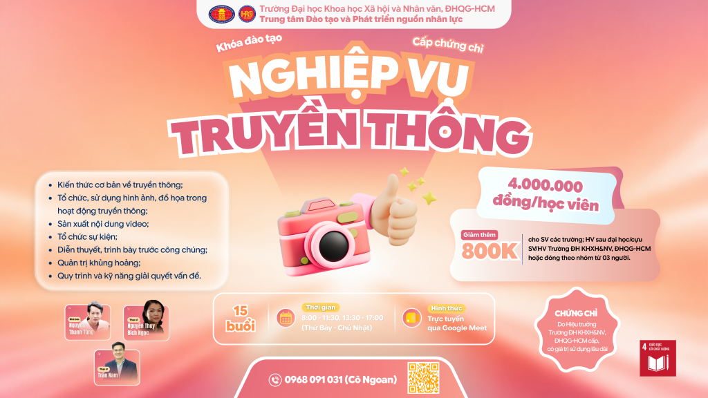 Nghiệp vụ Truyền thông (Khóa 14) – Dự kiến khai giảng 09/08/2026