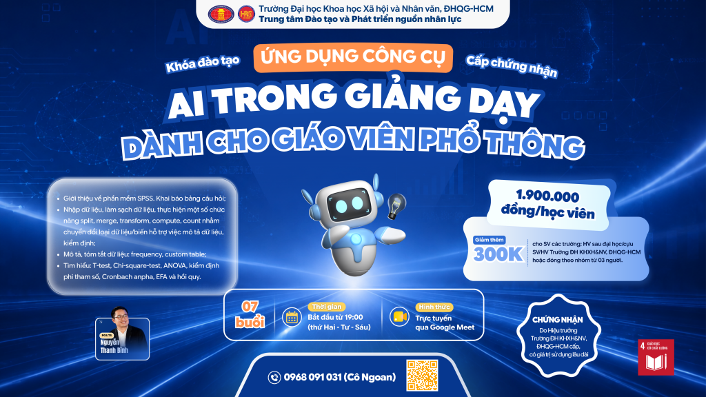 Ứng dụng công cụ AI trong giảng dạy dành cho giáo viên phổ thông (Khóa 6) – Dự kiến khai giảng 07/09/2026