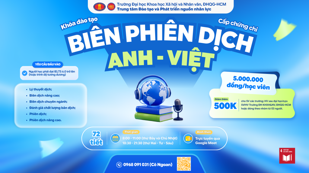 Biên phiên dịch Anh – Việt (Khóa 6) – Dự kiến khai giảng 10/08/2026
