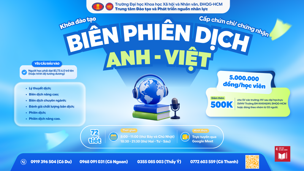 Biên phiên dịch Anh – Việt (Khóa 6) – Dự kiến khai giảng 24/08/2026